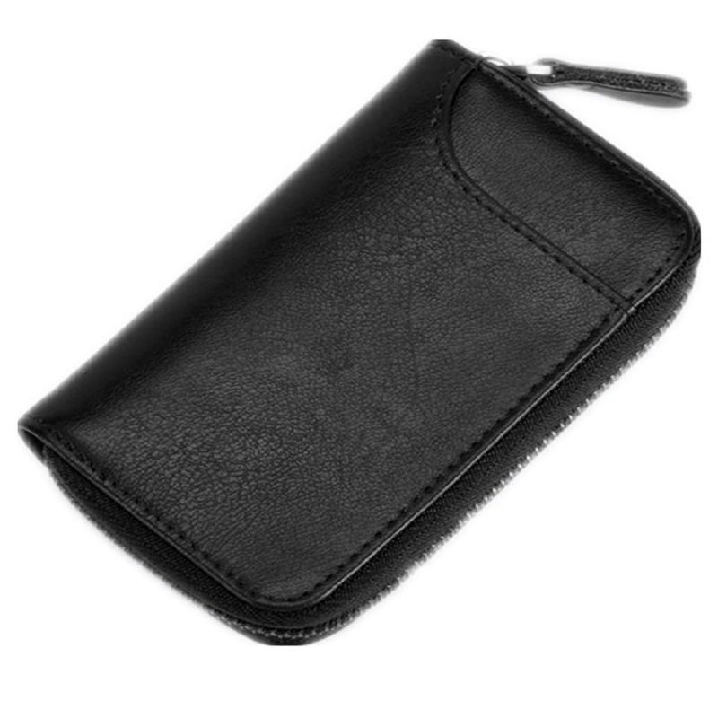 BAKUN Large Zipper Leather Car Key Case, Key Holder Key Organizer Wallet, With 16 Hooks(Black) - Image 1